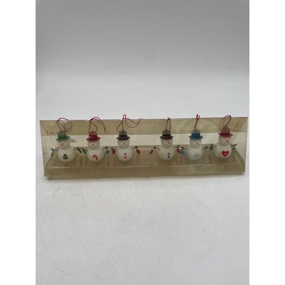 Set Of 6 Hallmark Festive Snowman Ornaments With Glittery Finish & Holiday Acces - Picture 2 of 7